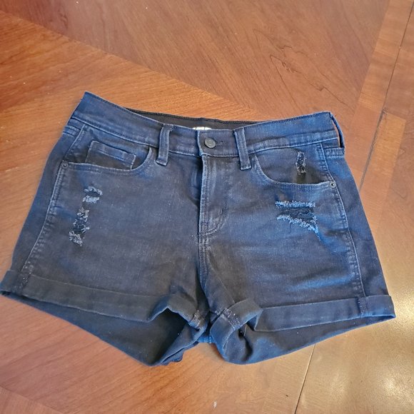 Old Navy Pants - Old Navy Boyfriend Cuffed Black Denim Jean Shorts